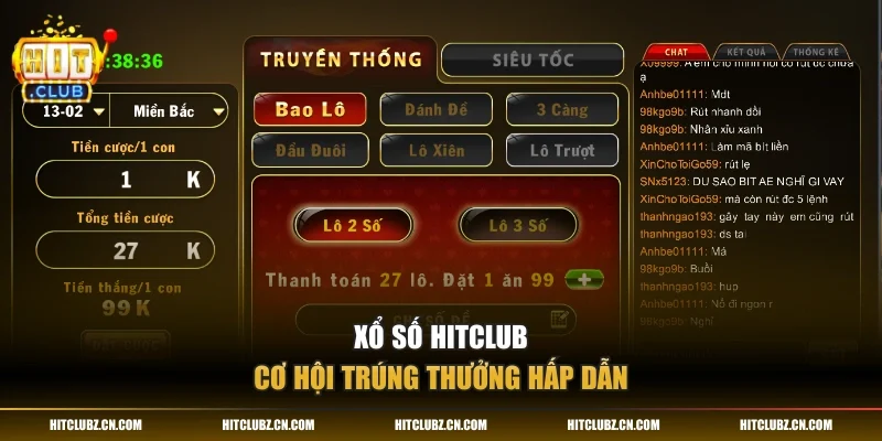 Xổ số HITCLUB cơ hội trúng thưởng hấp dẫn